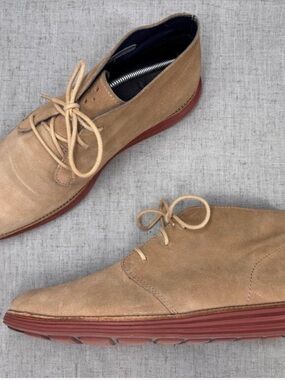 Cole Haan Lunargrand Chukka Dress Boots Tan Suede Waterproof Lace Up Men's‎ 11